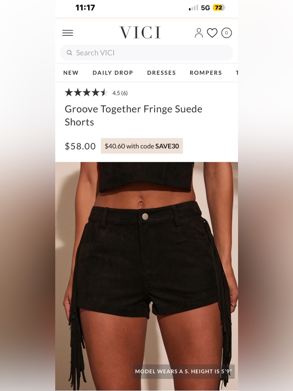 BRAND NEW Size  M Black Fringe shorts! Faux Suede! ❤️❤️❤️
